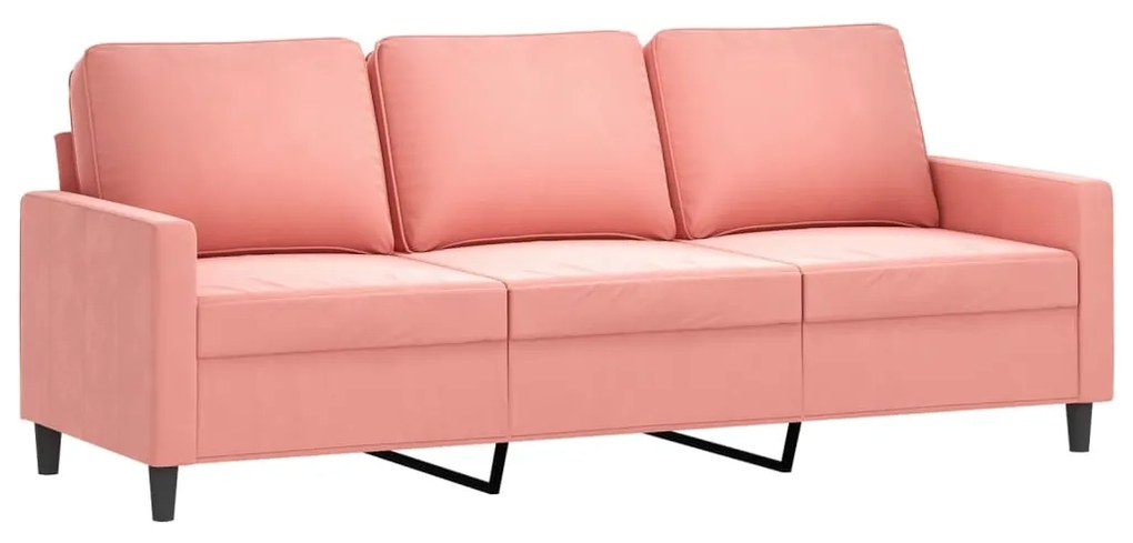 348758 vidaXL Canapea cu 3 locuri, roz, 180 cm, catifea
