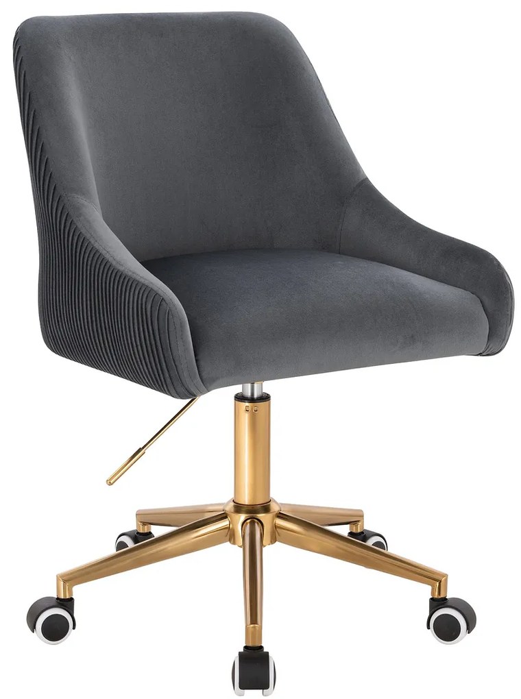 HR920K Scaun Grafit din Catifea cu Bază Aurie