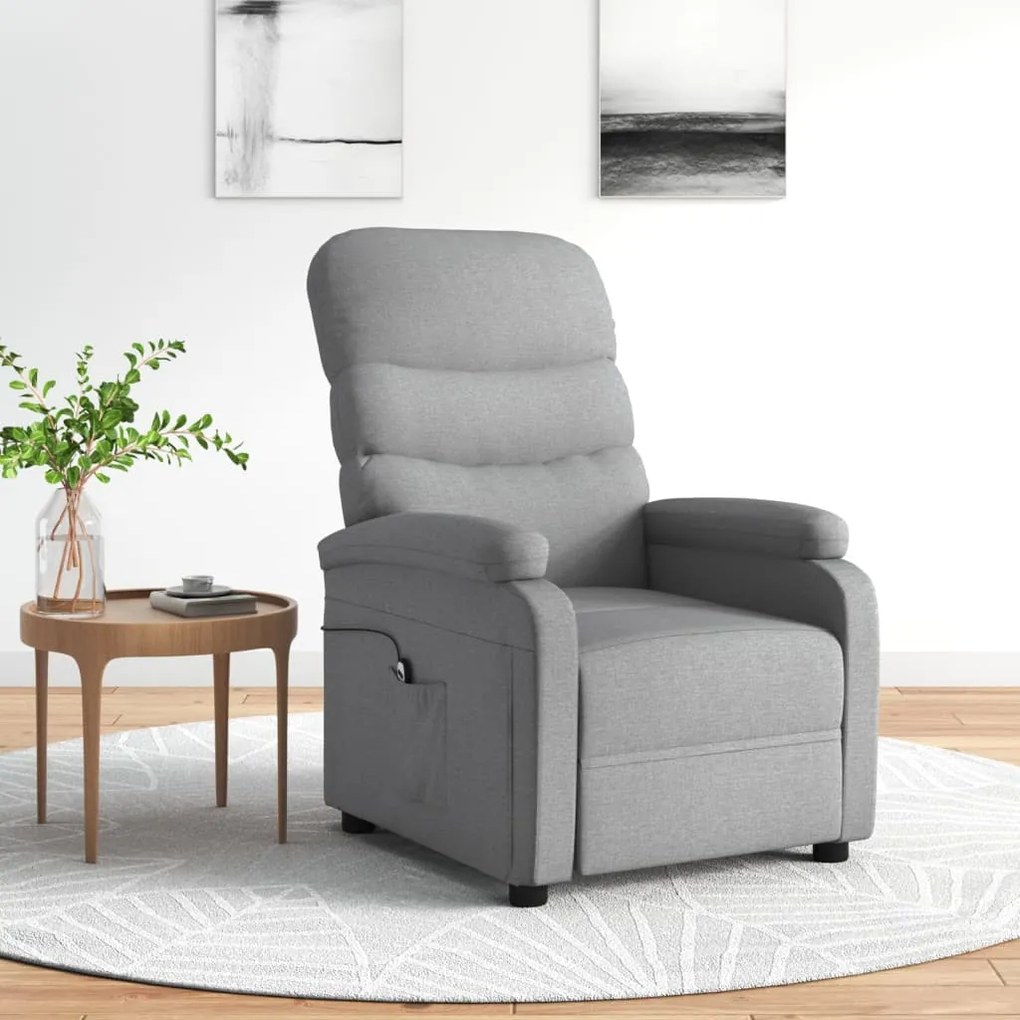 3073684 vidaXL Fotoliu rabatabil electric, gri deschis, textil