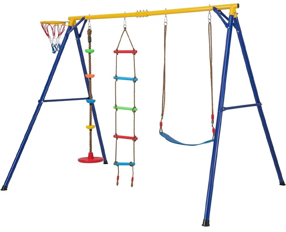 Set leagăne 4 în 1 cu panou de baschet