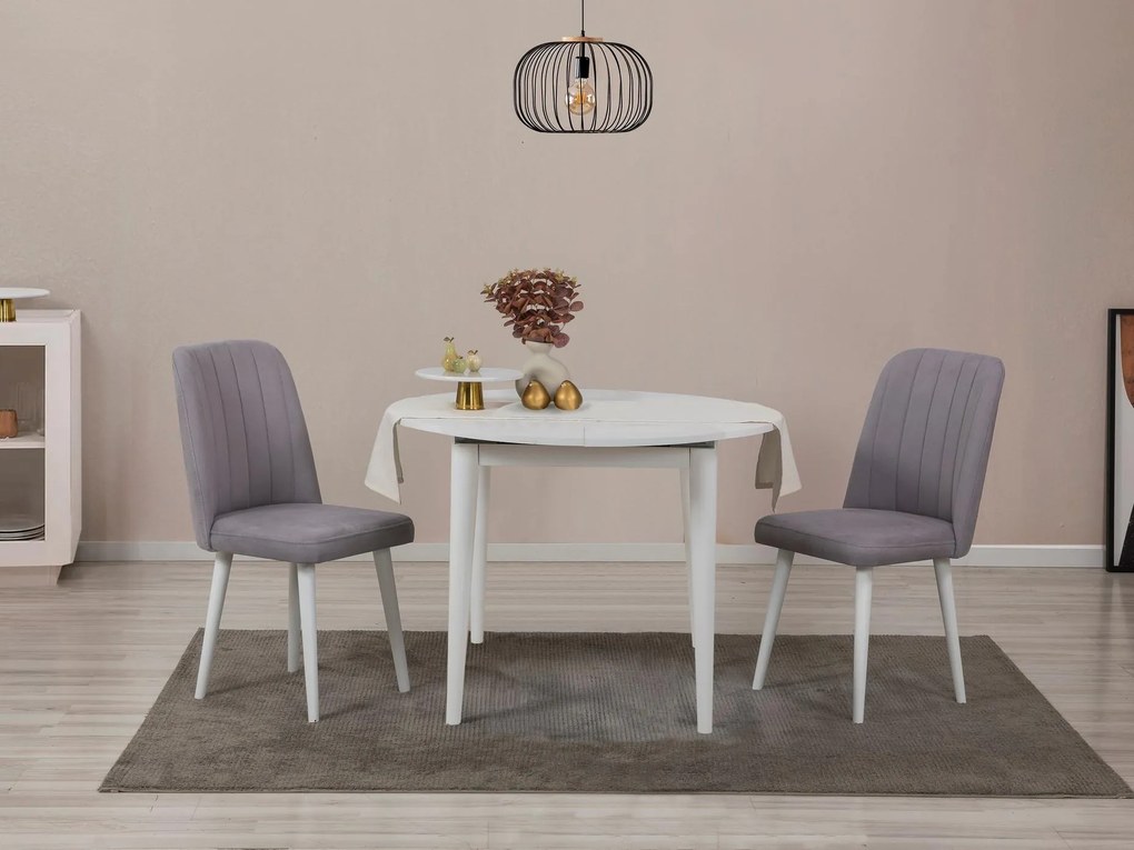 Set mobilier sufragerie Nidupo 3 (alb + gri) (pentru 2 persoane). 1093760