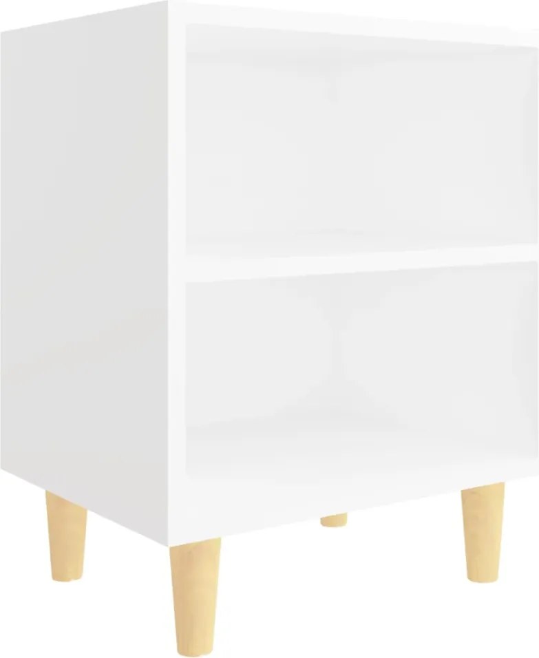 vidaXL Noptieră cu picioare din lemn masiv, alb, 40x30x50 cm