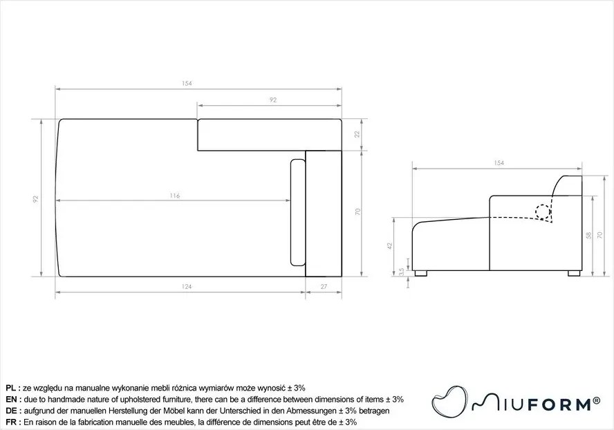 Modul pentru canapea gri deschis (cu colț pe partea stângă ) Flex Felix – Miuform