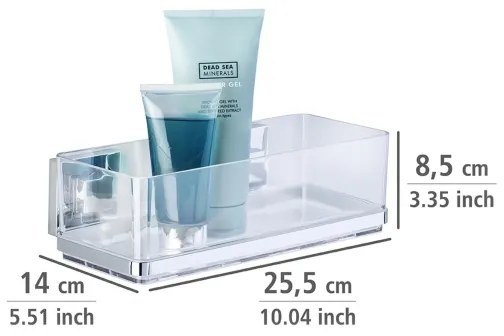 WENKO 22692100 - Poliță VACUUM-LOC QUADRO ED, 25,5 x 14 cm, argintiu/transparent