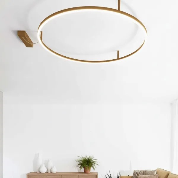 Ideal Lux - Plafonieră LED ORACLE SLIM, 53 W, 230 V, 4000 K, Ø 90 cm, auriu