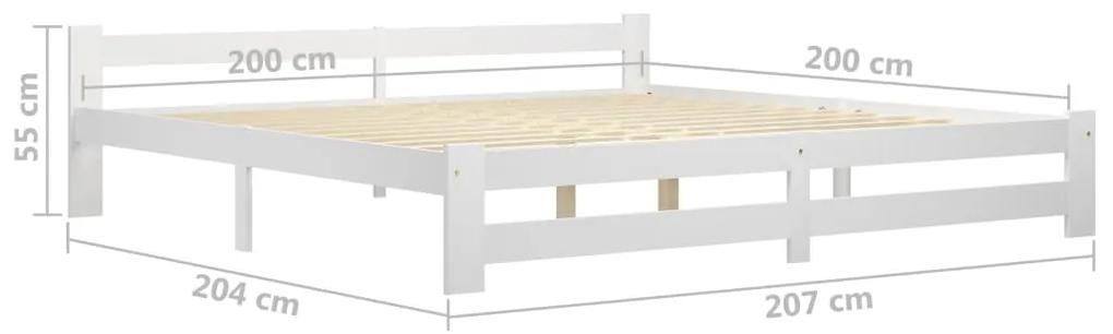 Cadru de pat cu 4 sertare, alb, 200x200 cm, lemn masiv de pin Alb, 200 x 200 cm, 4 Sertare