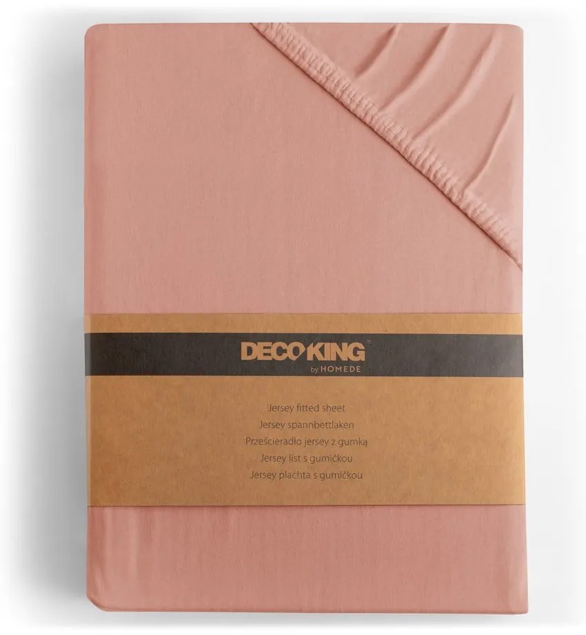 Cearceaf piersică din jerseu cu elastic 240x220 cm Amber – Restilo