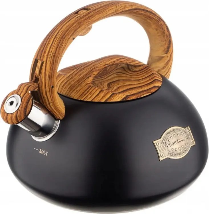 La mâna a doua: Ceainic cu fluier Klausberg KB 7565, 3 L, Baza groasa, Inductie, Negru/Maro