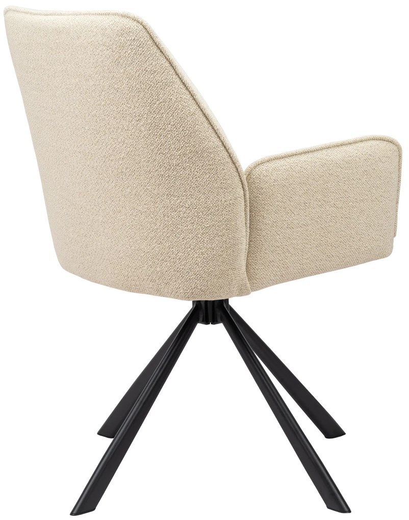 MAZZONI EXPORT YUNI Crem (material Monza 90) - SCAUN MODERN PIVOTANT TAPIȚAT BOUCLÉ PENTRU SALON/SUFRAGERIE/BIROU LOFT