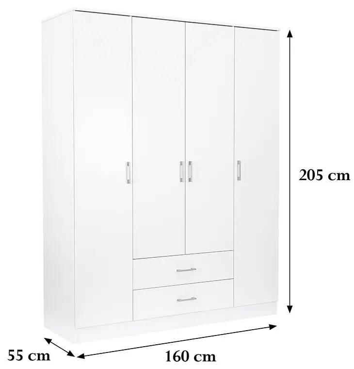 Dulap Miami 160x205 cm alb-alb