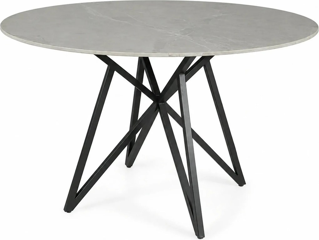 Masa MURANO, gri cu efect de marmura/negru, ceramica/metal, 120x120x76