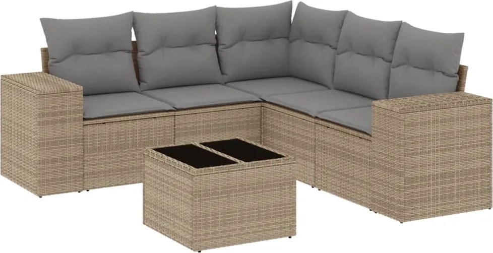 vidaXL Set canapele de grădină cu perne, 6 piese, bej, poliratan