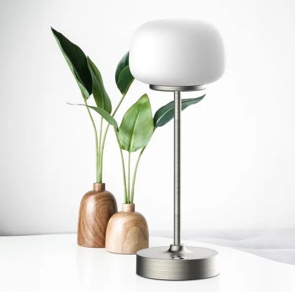 Lampă LED tactilă dimabilă de masă RIMINI LED/2W/5V USB 2000 mAh crom/alb