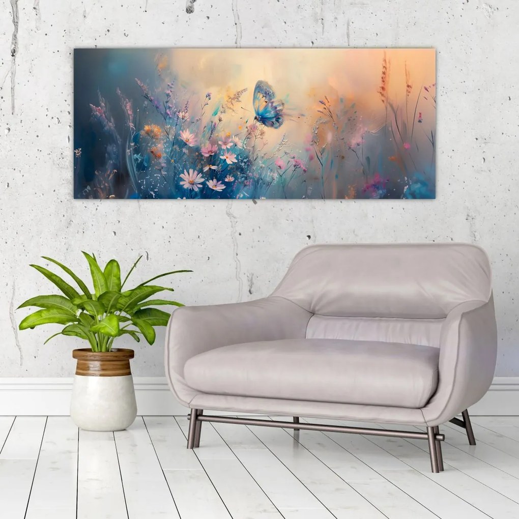 Tablou - Pajiște cu Fluture (120x50 cm)