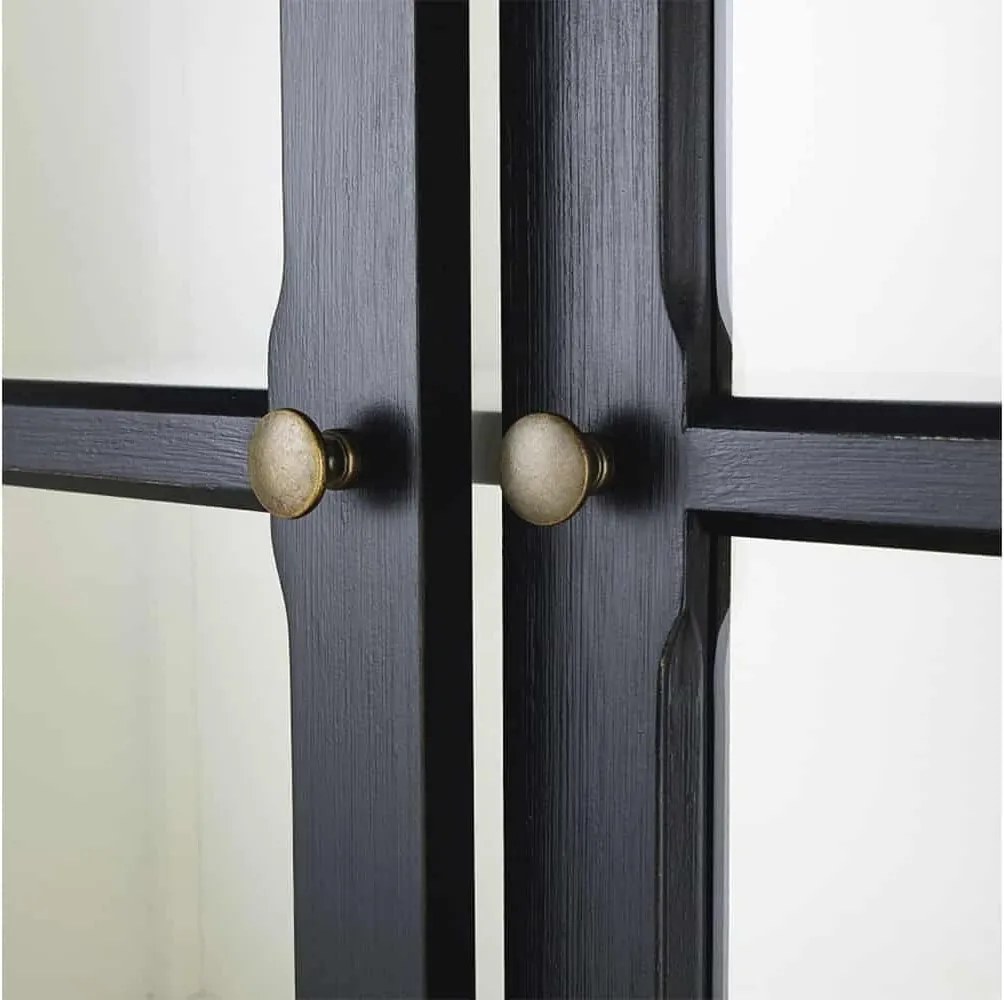 Vitrină lemn masiv gri Noir Antracit, 200 × 35 × 230 cm