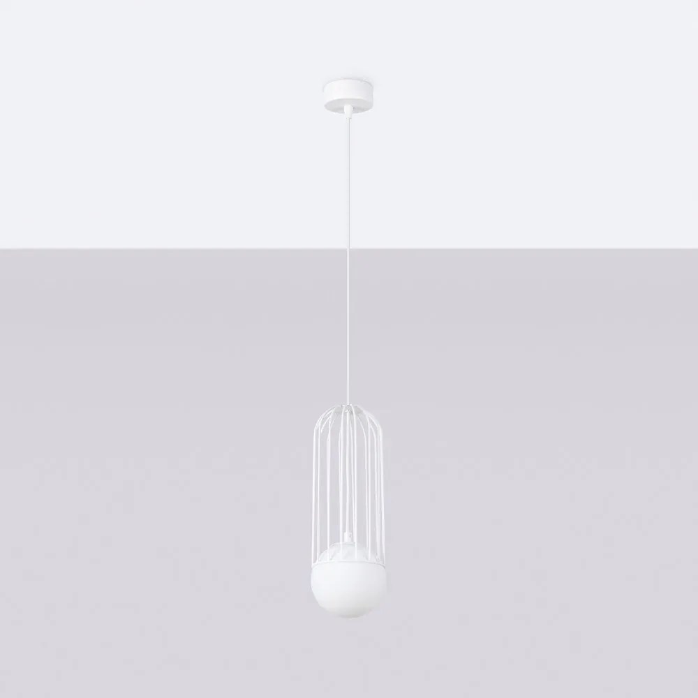 Lustră albă cu abajur din sticlă Belinda – Sollux