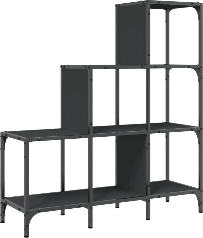 vidaXL Bibliotecă, negru, 92x30x102 cm, lemn prelucrat și metal