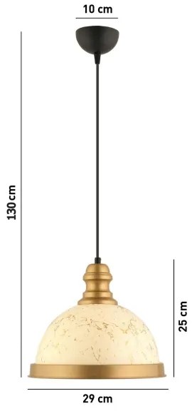 Lustră MONZA pe cablu, 1xE27/40W/230V, Ø 29 cm, crem/bronz