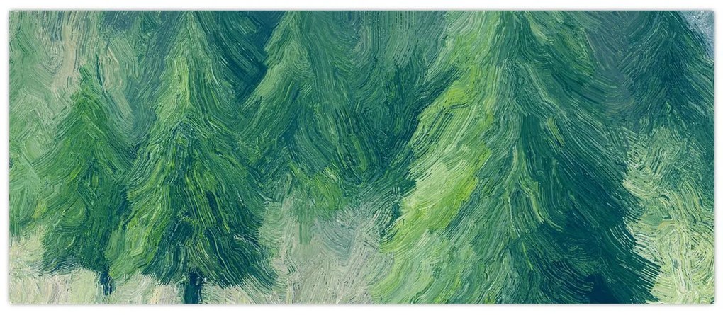 Tablou - Conifere pictate (120x50 cm)