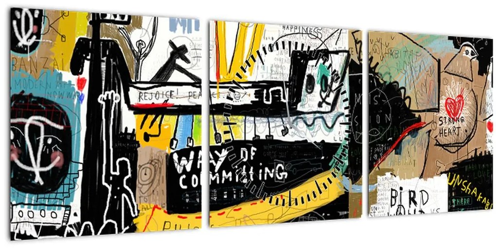 Tablou - Graffiti (cu ceas) (90x30 cm)