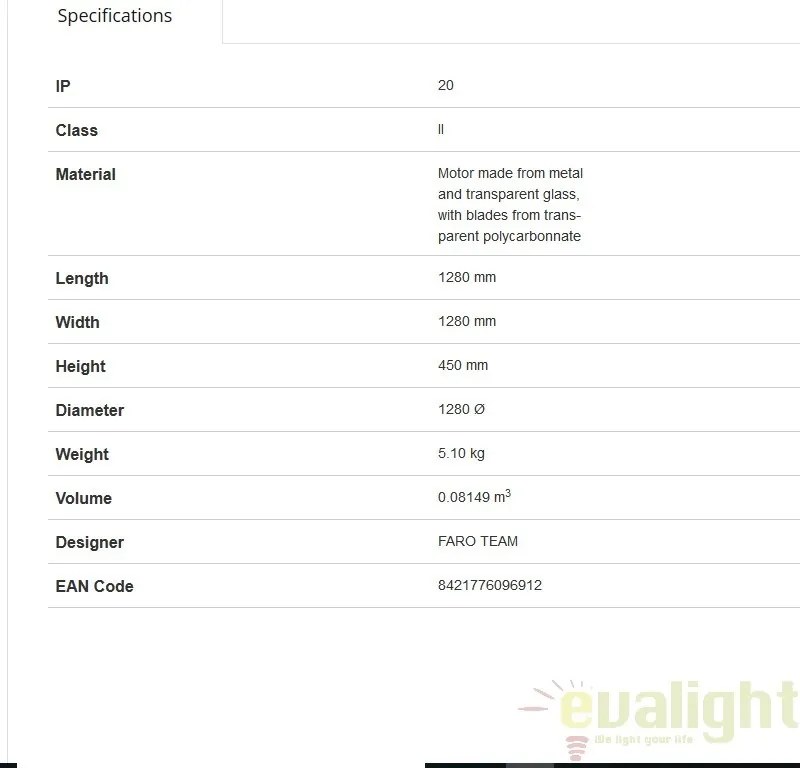 Ventilator cu telecomanda ETERFAN MINI alb lucios 32020