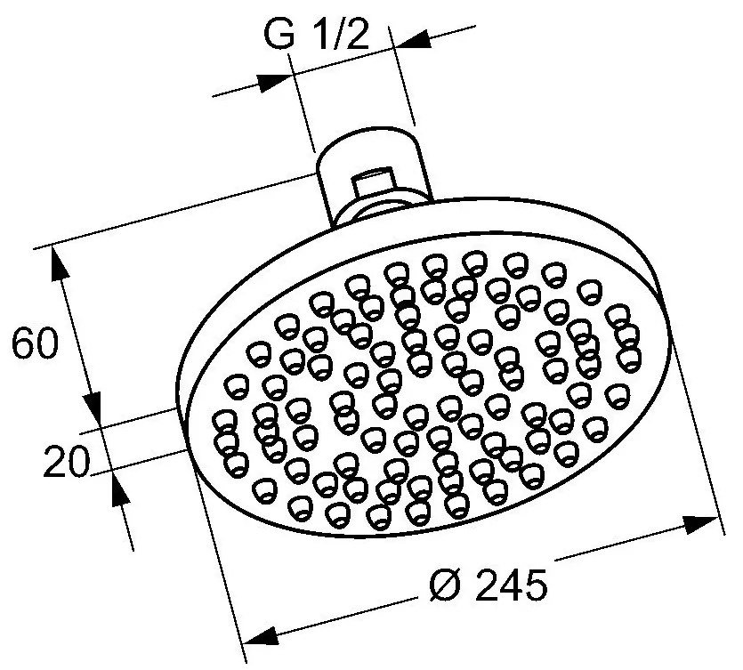 Palarie dus Kludi A-QA 245 mm, crom - 6651105-00