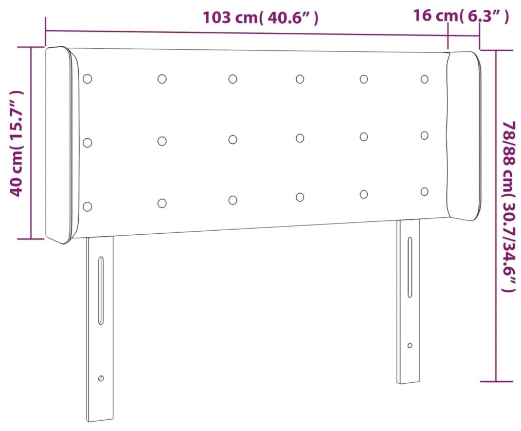 Tablie de pat cu LED, gri taupe, 103x16x78 88 cm, textil 1, Gri taupe, 103 x 16 x 78 88 cm