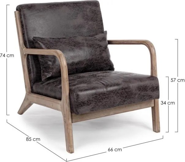 Fotoliu maro din piele ecologică pentru living Ancilla | Bizzotto