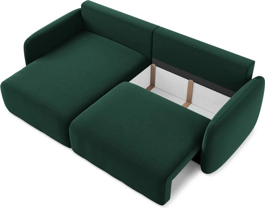 Colțar verde închis extensibil/cu spațiu de depozitare cu tapițerie din catifea (cu colț pe partea stângă/cu șezlong) Kalena – Makamii