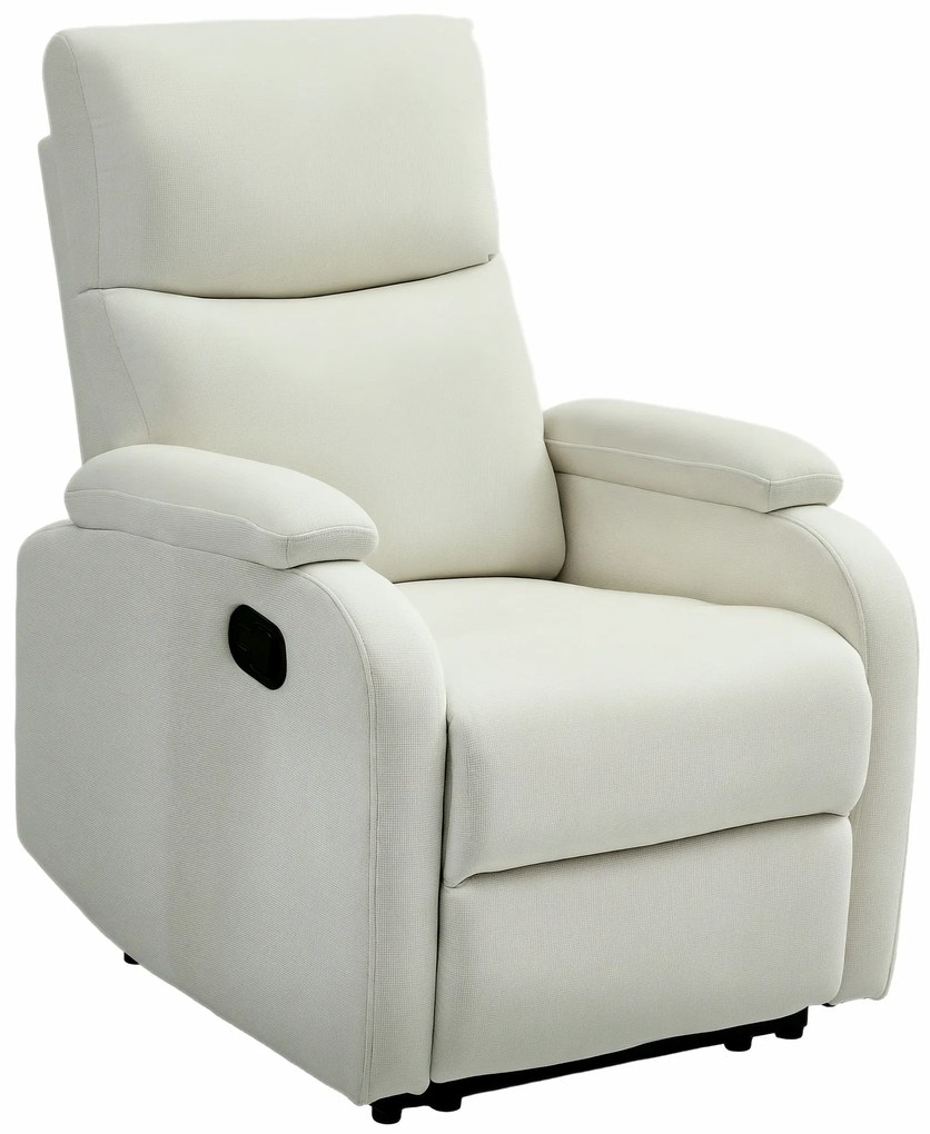 HOMCOM Fotoliu Recliner din In cu Suport Reglabil pentru Picioare, 69x91,5x103 cm, Alb crem | Aosom Romania