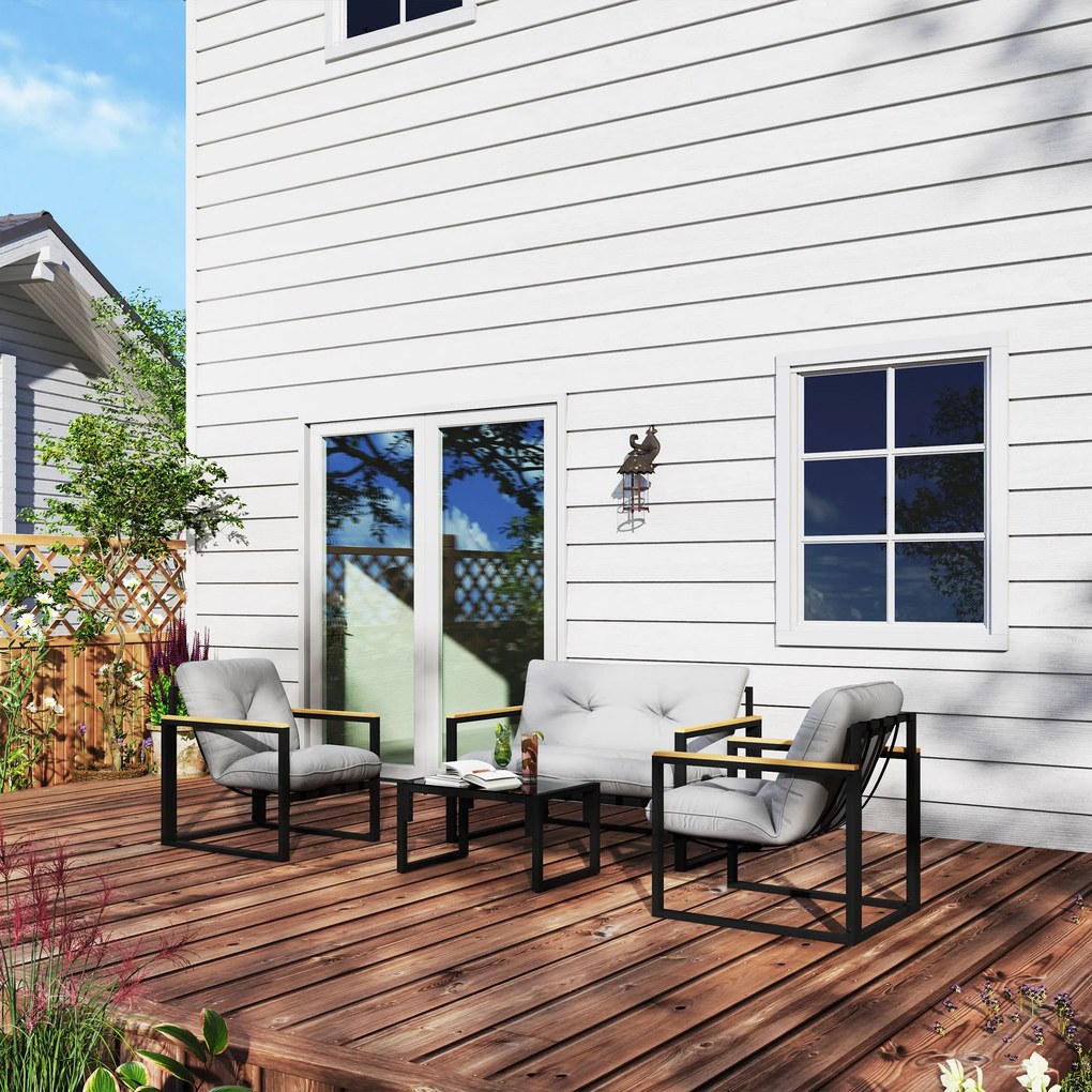 Outsunny Set Grădină 4, Gri Deschis | Aosom Romania