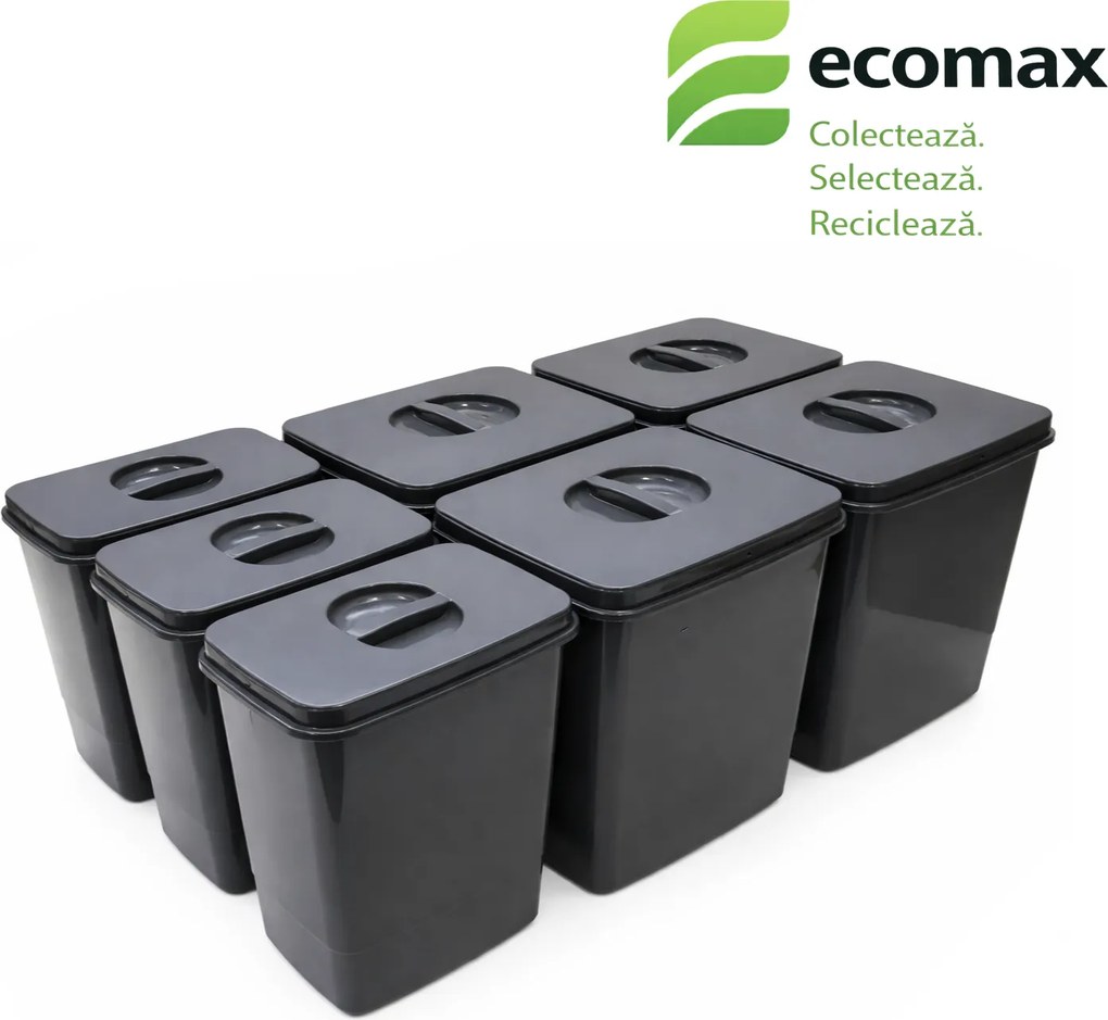 Cos gunoi incorporabil in sertar, Ecomax Jazz 90, colectare selectiva, gri antracit, 4 x 15 l + 3 x 7 l Polipropilena, L:845 mm; A:461 mm; H:300 mm,