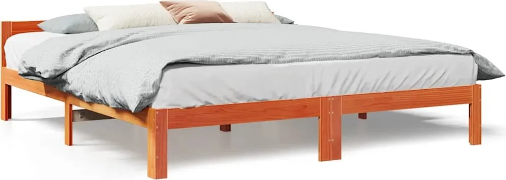 vidaXL Cadru pat fără saltea, maro ceruit, 160x200 cm, lemn masiv pin
