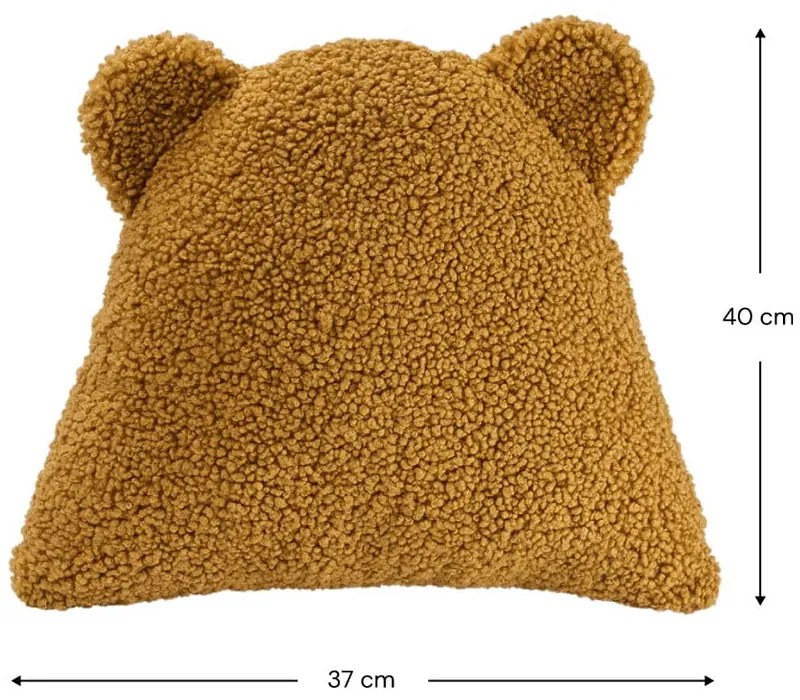 Pernă decorativă pentru copii maro cu tapițerie din țesătură bouclé Bear – Wigiwama