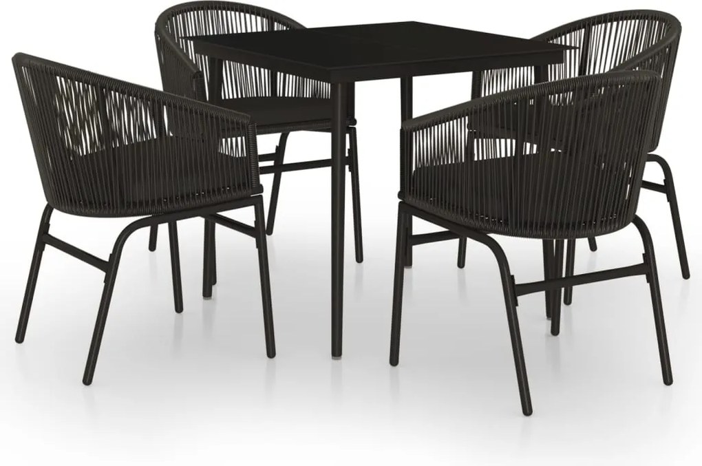 vidaXL Set de servit masa pentru grădină, 5 piese, negru