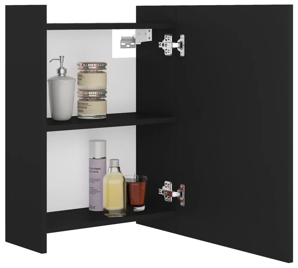 Dulap de baie cu oglinda, negru, 62,5 x 20,5 x 64 cm, PAL Negru
