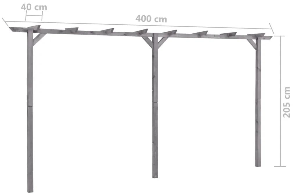 Pergola de gradina, gri, 400 x 40 x 205 cm, lemn de pin tratat 1, 400 x 40 x 205 cm