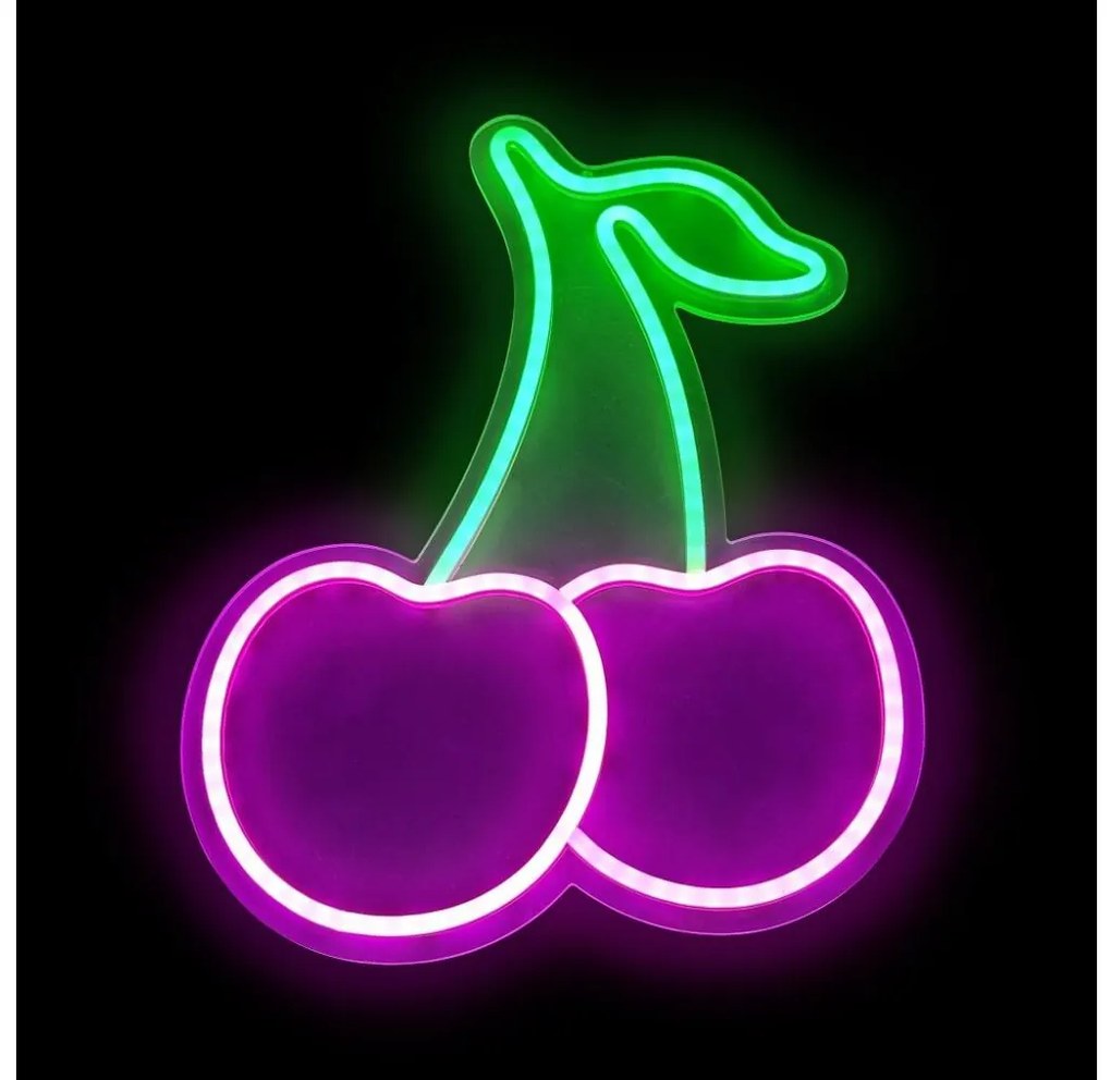 Decorațiune LED neon de perete 2Kids Toys LED/5W/USB cireșe