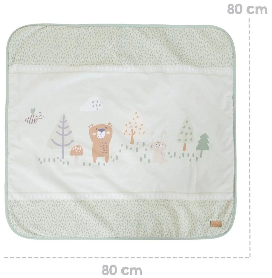Pătură pentru copii verde-deschis din micropluș/cocolino 80x80 cm Woodland Buddies – Roba