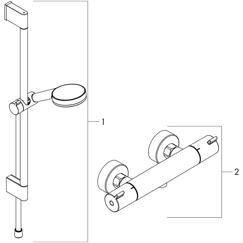 Set de dus cu bara de dus 65 cm, Hansgrohe, Crometta, baterie de dus Ecostat 1001 CL, crom