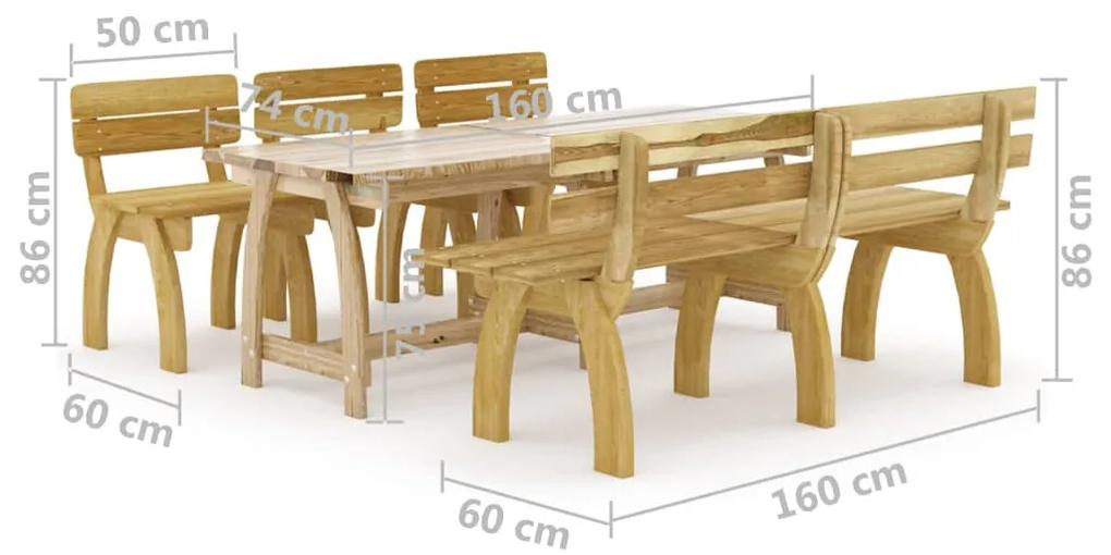 Set mobilier de exterior, 5 piese, lemn de pin tratat 5