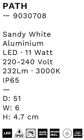 Aplica LED iluminat ambiental perete exterior IP65 PATH alb, 51cm