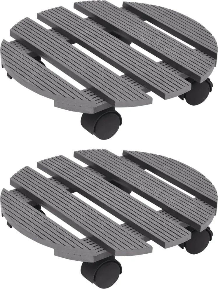 vidaXL Suporturi de plante cu role, 2 buc., gri, Ø30x7,5 cm, WPC