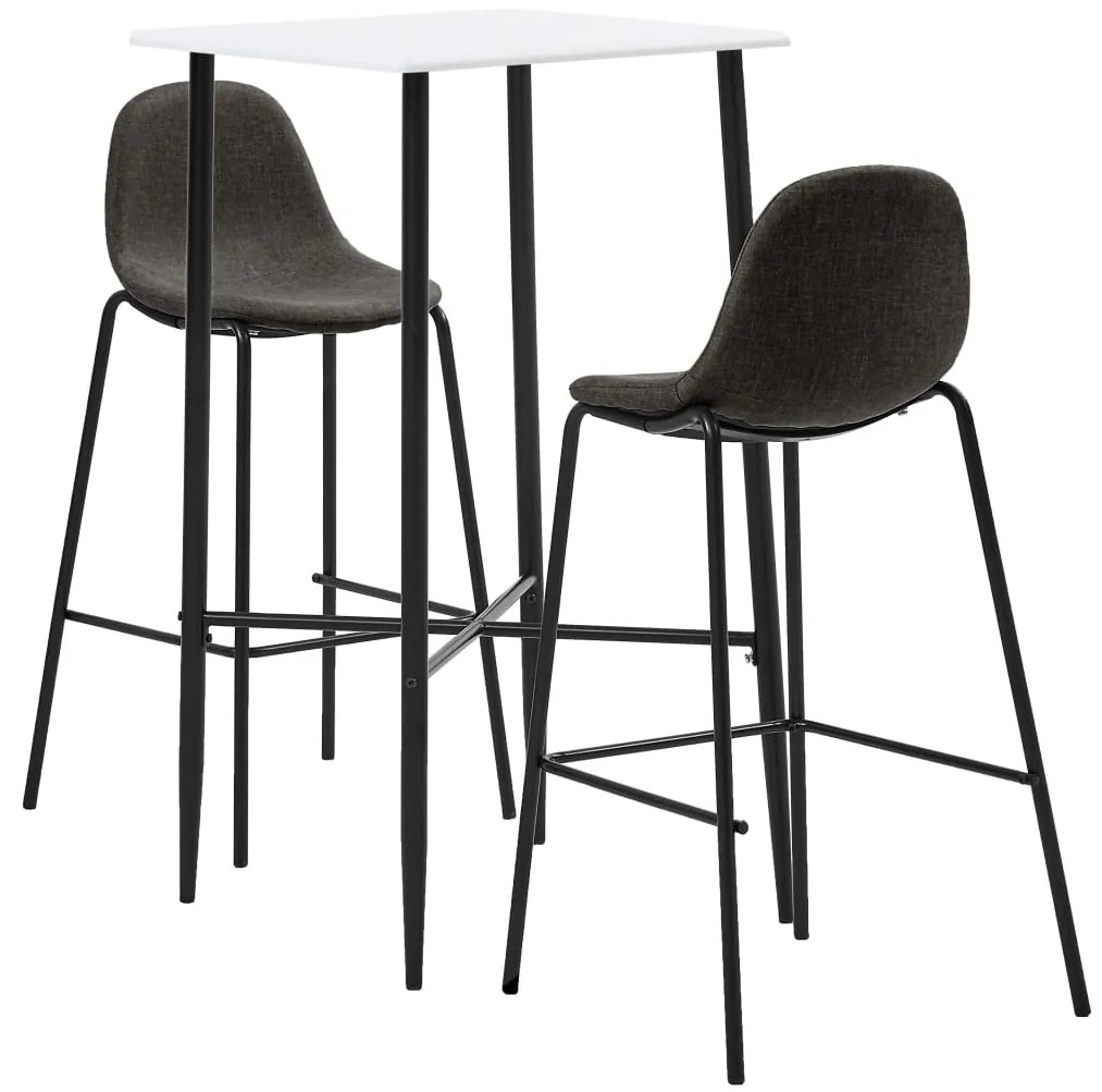 3050006 vidaXL Set mobilier de bar, 3 piese, gri închis, material textil