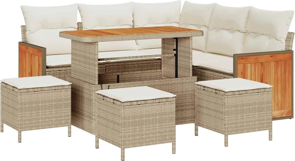 vidaXL Set de canapele pentru grădină 9 pcs Bej și crem poliratan