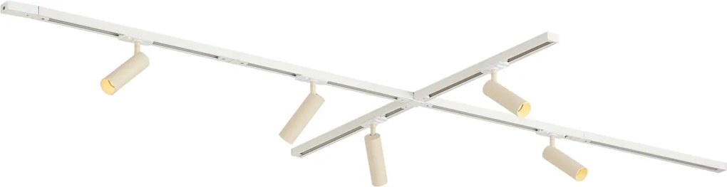 Sistem de iluminat cu șină modern cu 5 spoturi alb cu bej monofazat GU10 35mm - Iconic Jeana Luxe