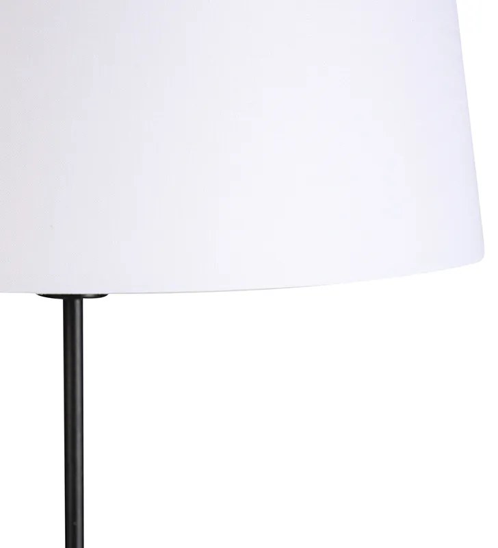 Lampă de podea neagră cu abajur din in alb 45 cm reglabil - Parte