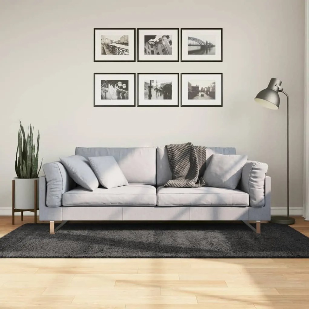 vidaXL Covor pufos &quot;PAMPLONA&quot; fire înalte antracit modern 100x200 cm
