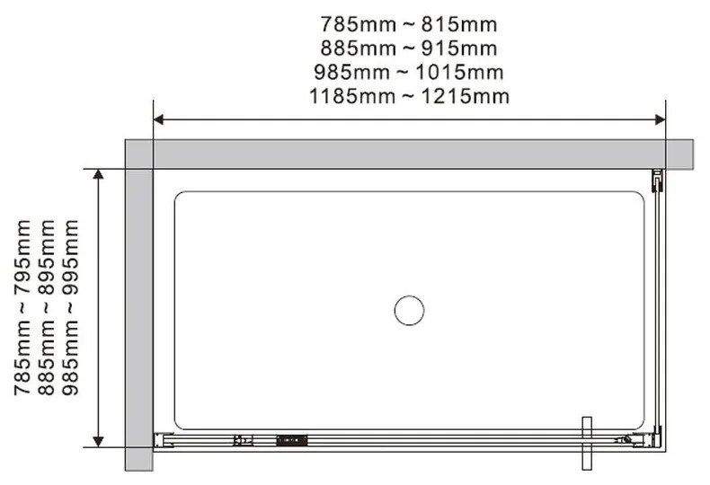 Cabina dus dreptunghiulara culoare crom 100x80 cm, Mediterraneo, Andina 1000x800 mm