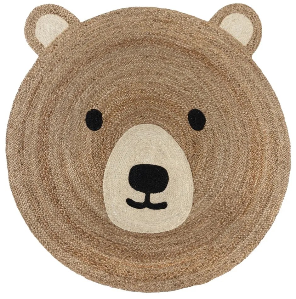 Covor pentru copii în culoare naturală din iută 100x100 cm Bertie Bear – Flair Rugs